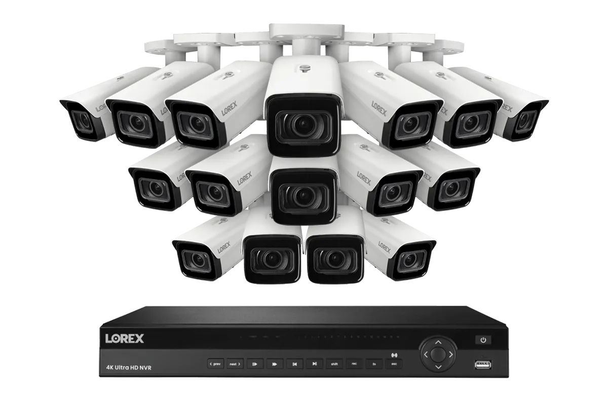 Lorex 4K (16 Camera Capable) 4TB Wired NVR System with Nocturnal 3 Smart IP Bullet Cameras with Motorized Varifocal Lens