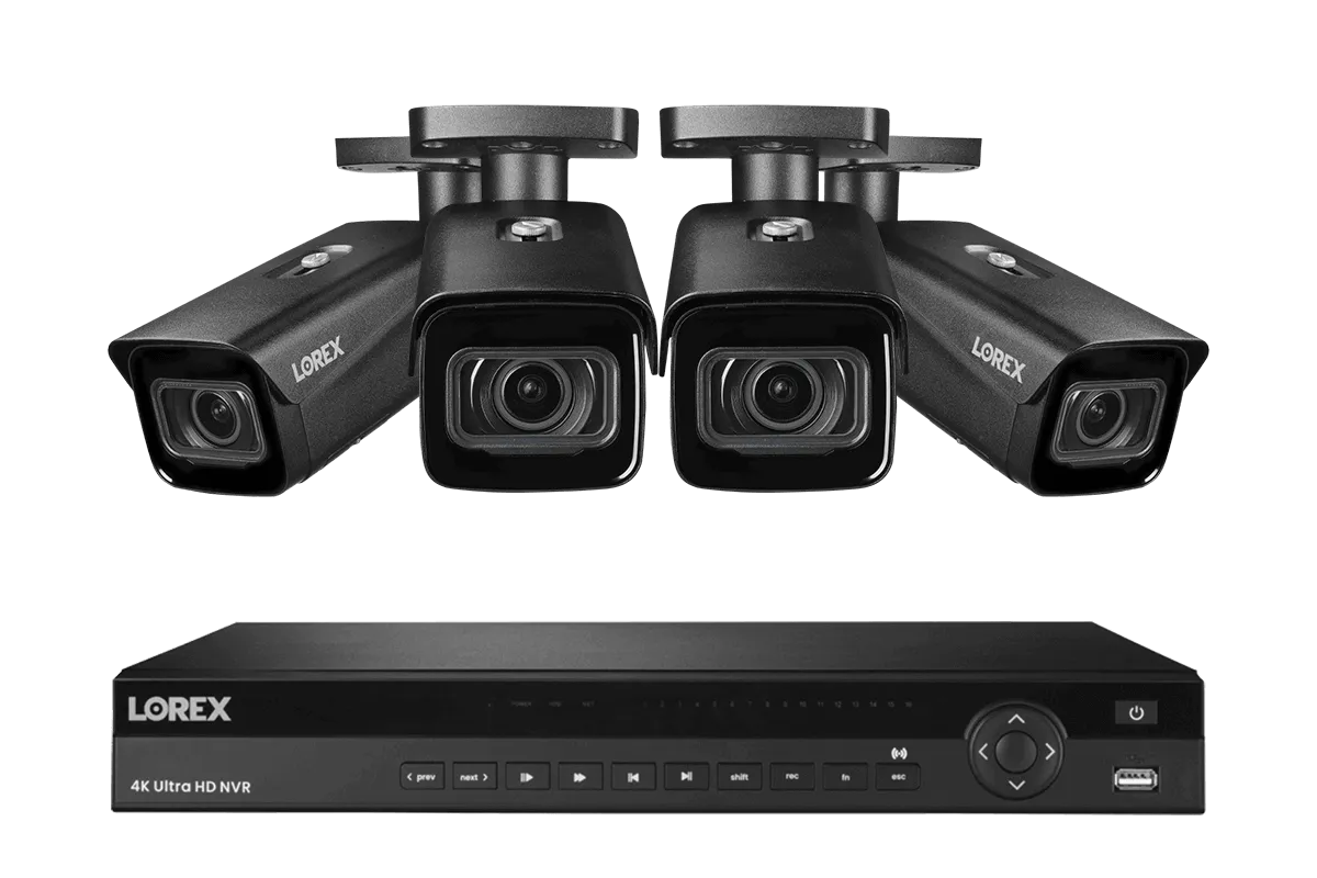 Lorex 4K (16 Camera Capable) 4TB Wired NVR System with Nocturnal 3 Smart IP Bullet Cameras with Motorized Varifocal Lens