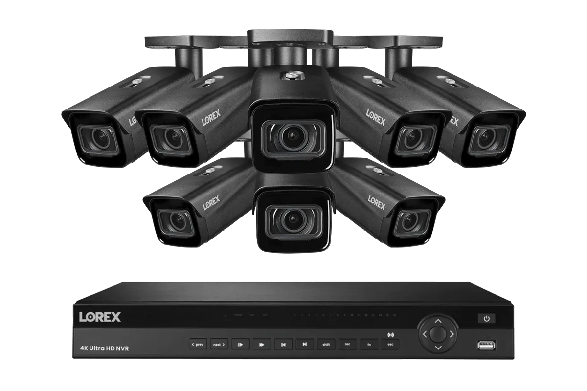 Lorex 4K (16 Camera Capable) 4TB Wired NVR System with Nocturnal 3 Smart IP Bullet Cameras with Motorized Varifocal Lens