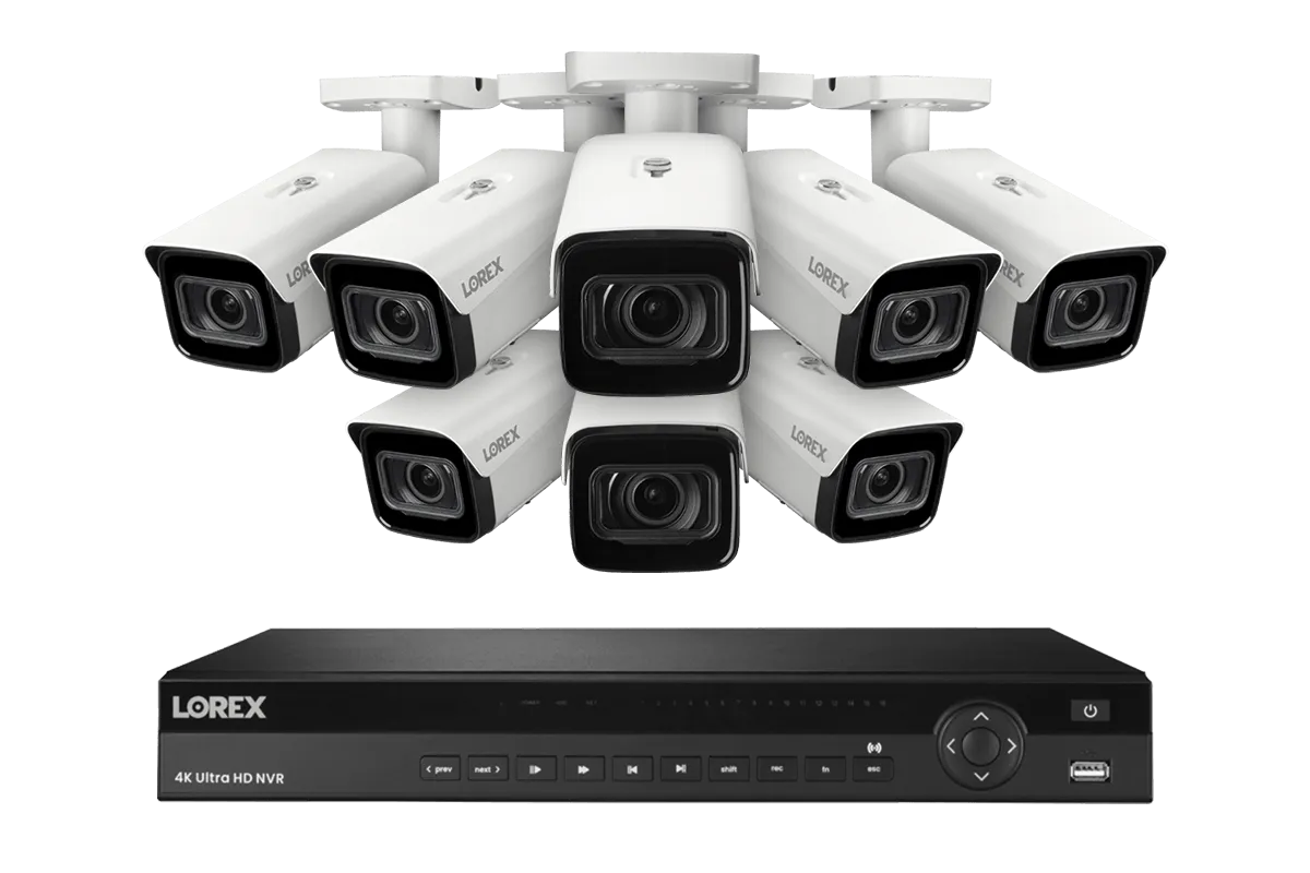 Lorex 4K (16 Camera Capable) 4TB Wired NVR System with Nocturnal 3 Smart IP Bullet Cameras with Motorized Varifocal Lens