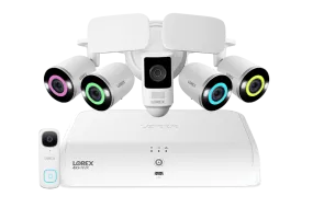 Lorex Fusion 4K 16 Camera Capable (8 Wired   8 Fusion Wi-Fi) 2TB NVR System with Four H16 IP Bullet Cameras, One 2K Wired Doorbell, and One 2K Floodlight