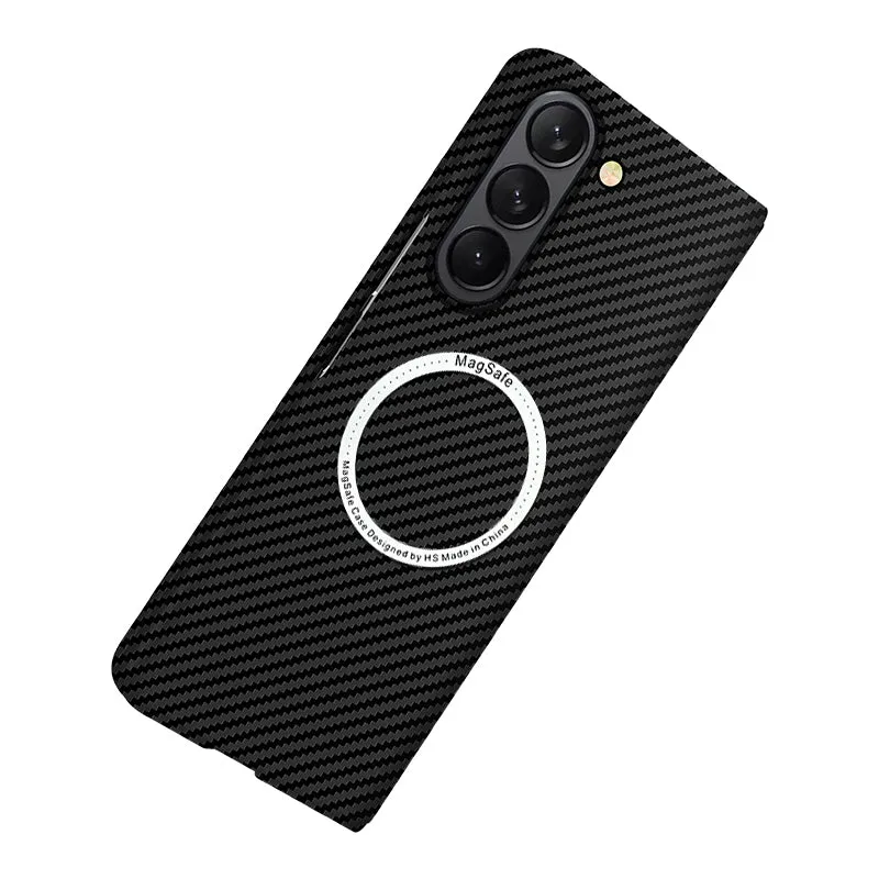 Magnetic Wireless Charging Carbon Fiber Phone Case For Samsung Galaxy Z Fold 5