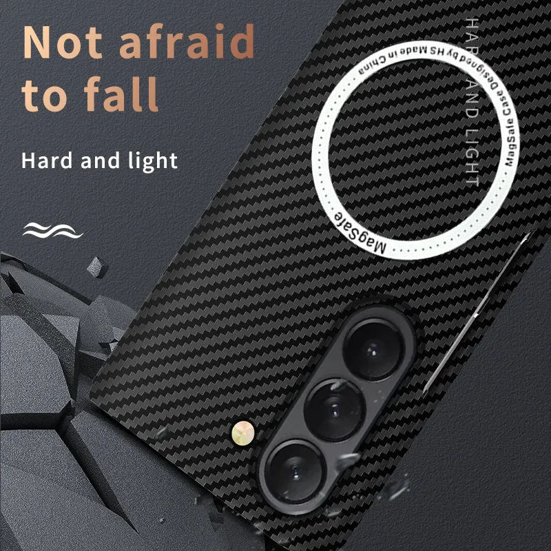 Magnetic Wireless Charging Carbon Fiber Phone Case For Samsung Galaxy Z Fold 5