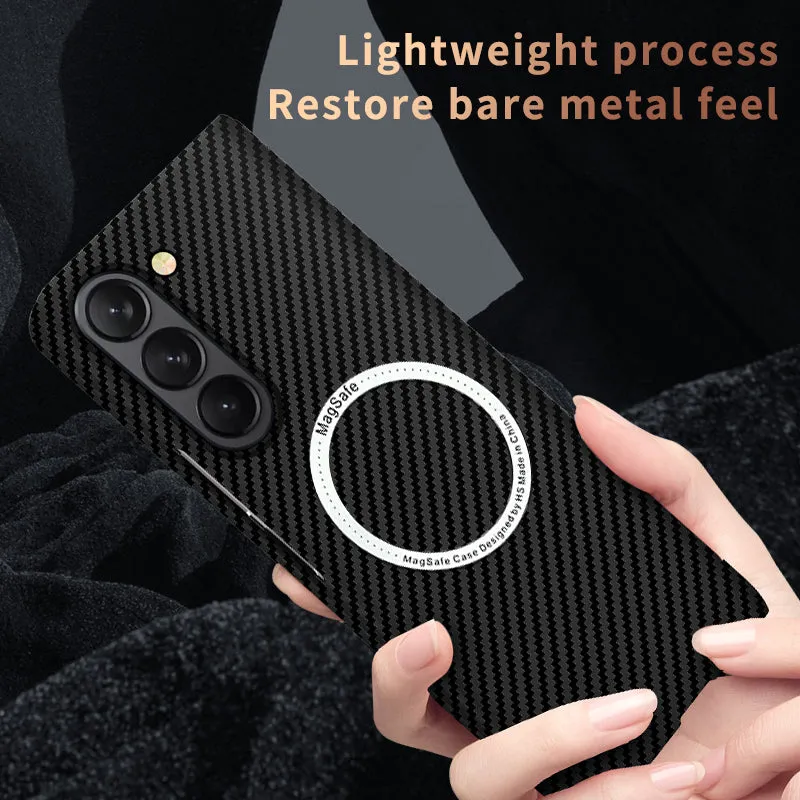 Magnetic Wireless Charging Carbon Fiber Phone Case For Samsung Galaxy Z Fold 5