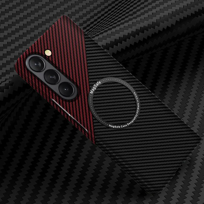 Magnetic Wireless Charging Carbon Fiber Phone Case For Samsung Galaxy Z Fold 5