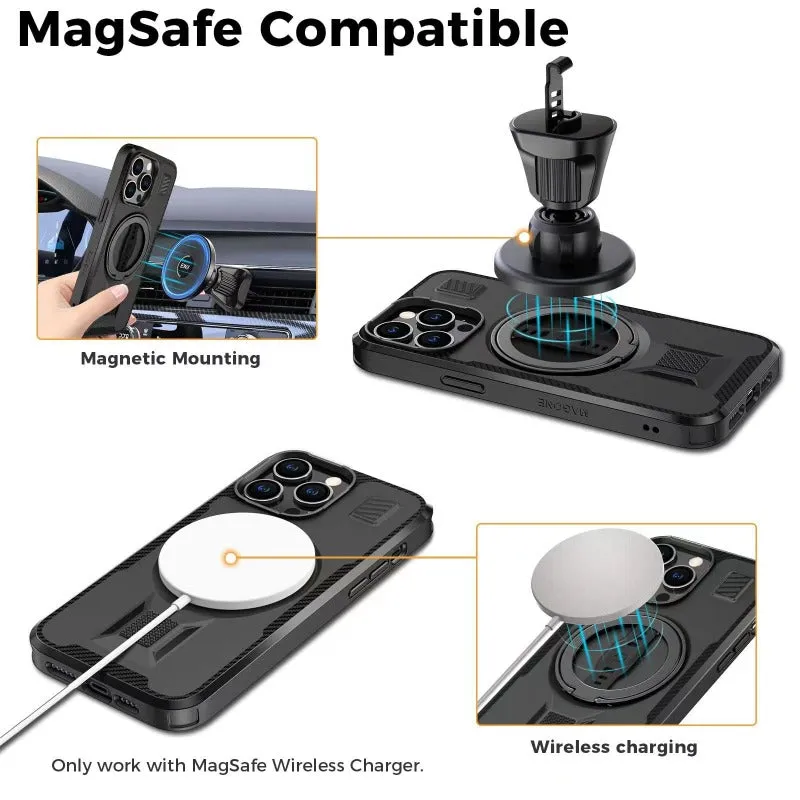 Magsafe Dual Magnet Metal Phone Case With Strap Clip For iPhone