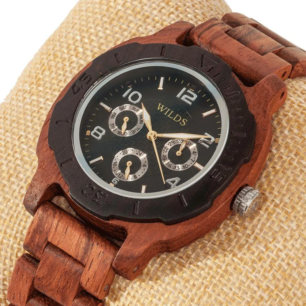 Men's Multi-Function Custom Kosso Wooden Watch - Personalize Your Watch