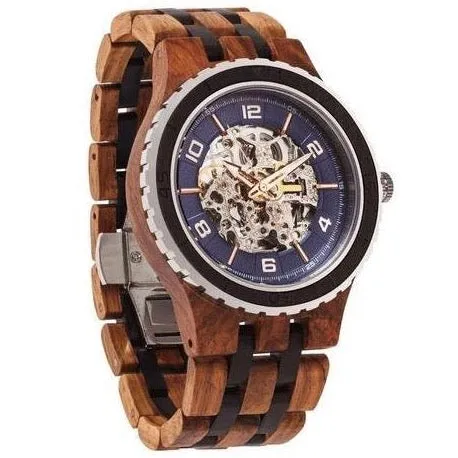 Men's Premium Self-Winding Transparent Body Ambila Ebony Wood Watches