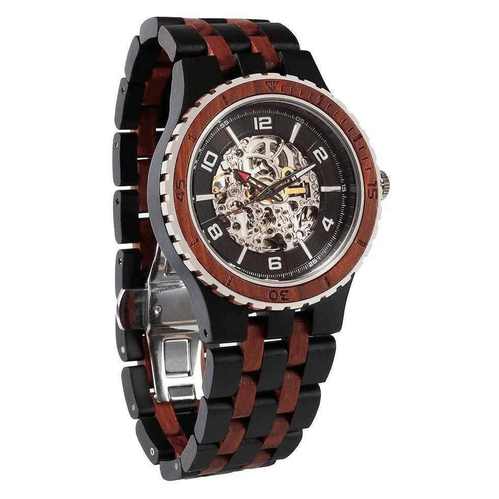 Men's Premium Self-Winding Transparent Body Ebony Rosewood Watches