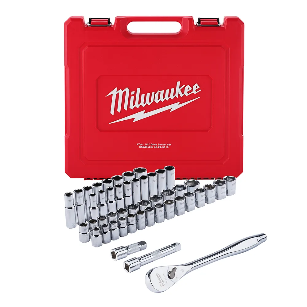 Milwaukee 1/2" SAE & Metric Socket Wrench Set 47 Pc