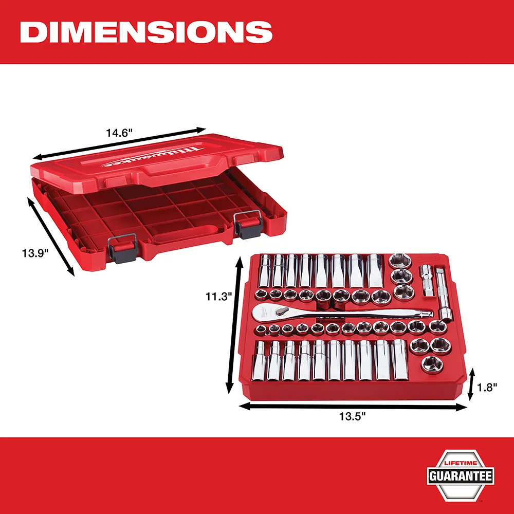 Milwaukee 1/2" SAE & Metric Socket Wrench Set 47 Pc