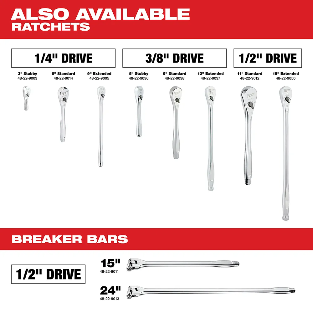 Milwaukee 1/4" Sae/Metric Drive Ratchet and Socket Set 50 Pc