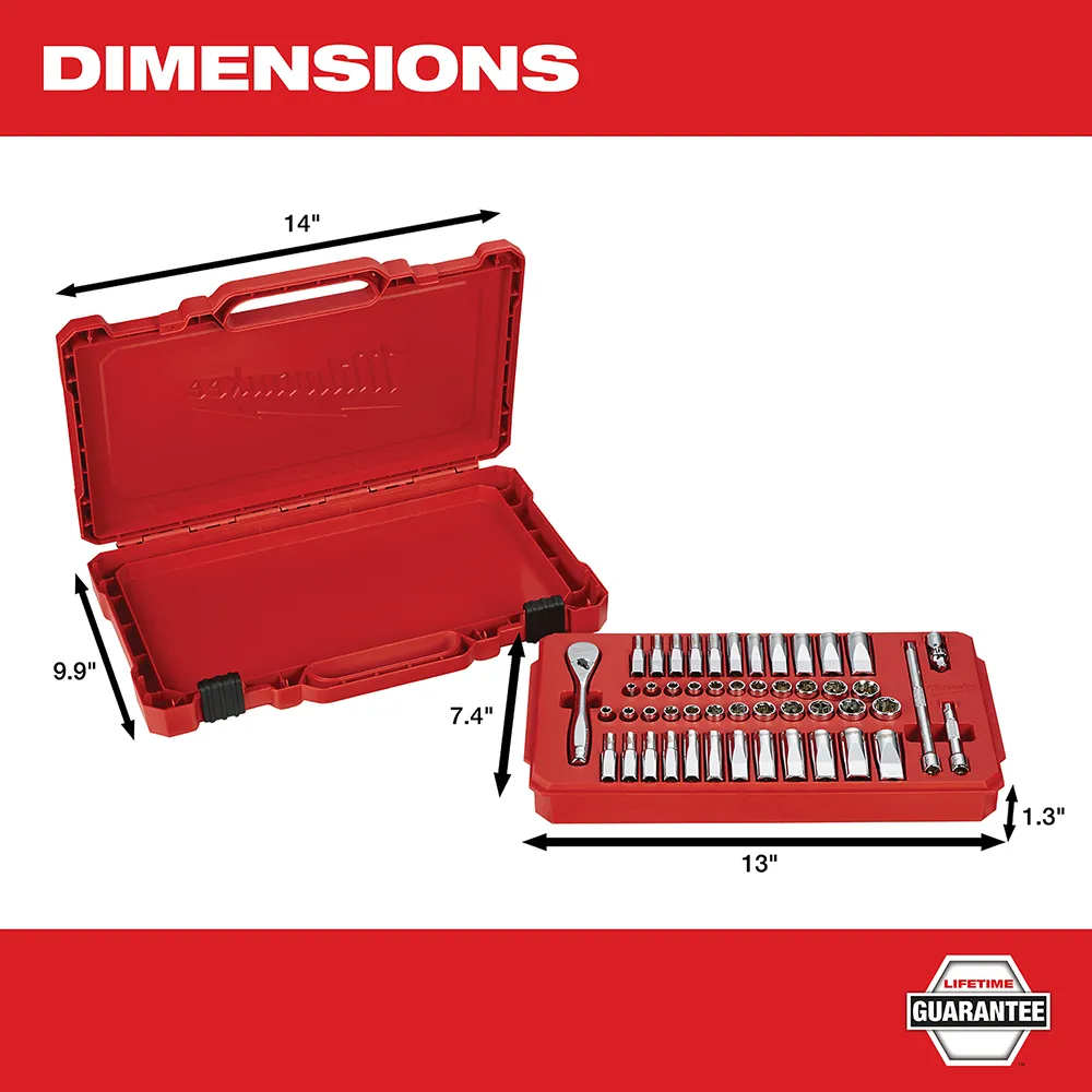 Milwaukee 1/4" Sae/Metric Drive Ratchet and Socket Set 50 Pc