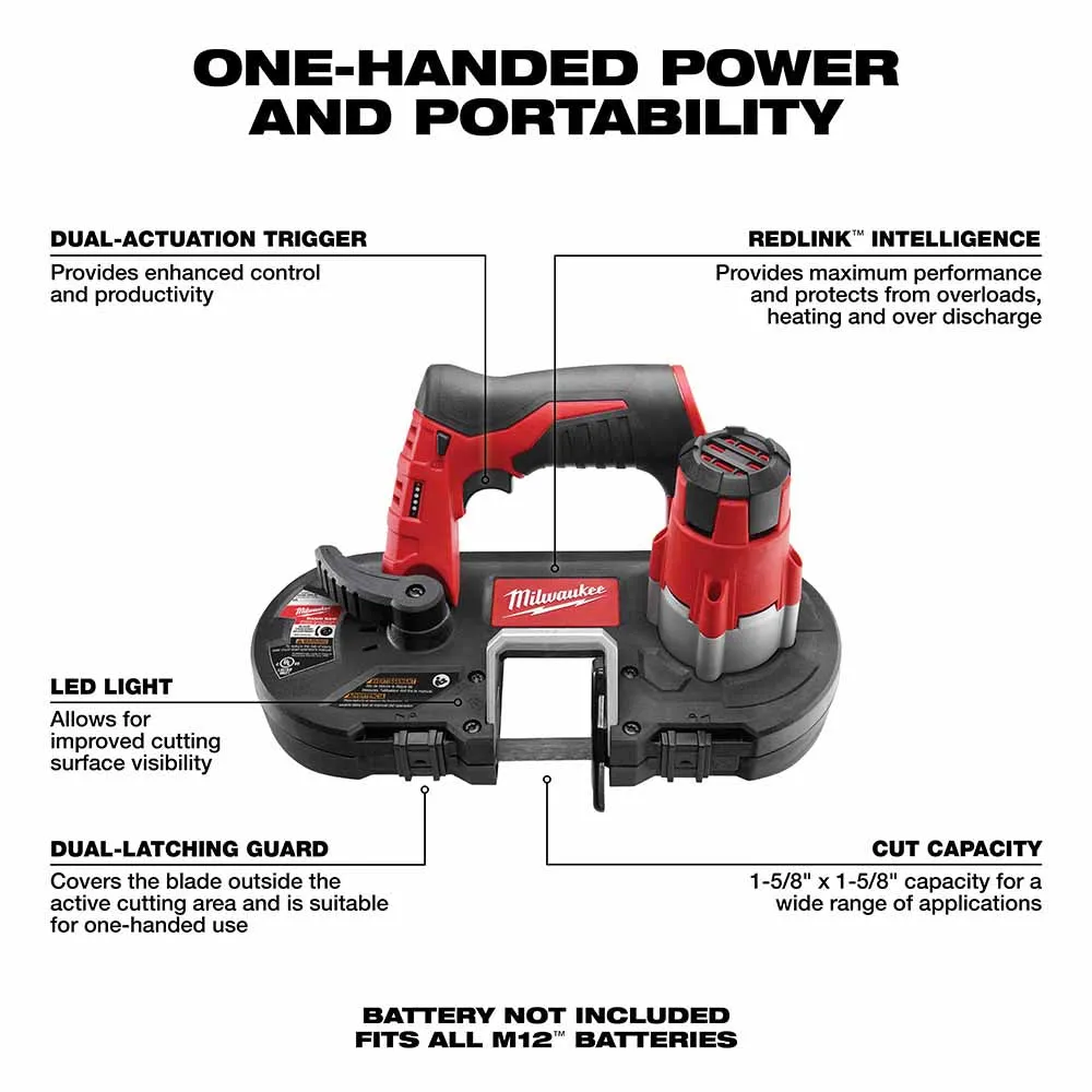 Milwaukee 2429-20 M12 Cordless Sub-Compact Band Saw Tool Only