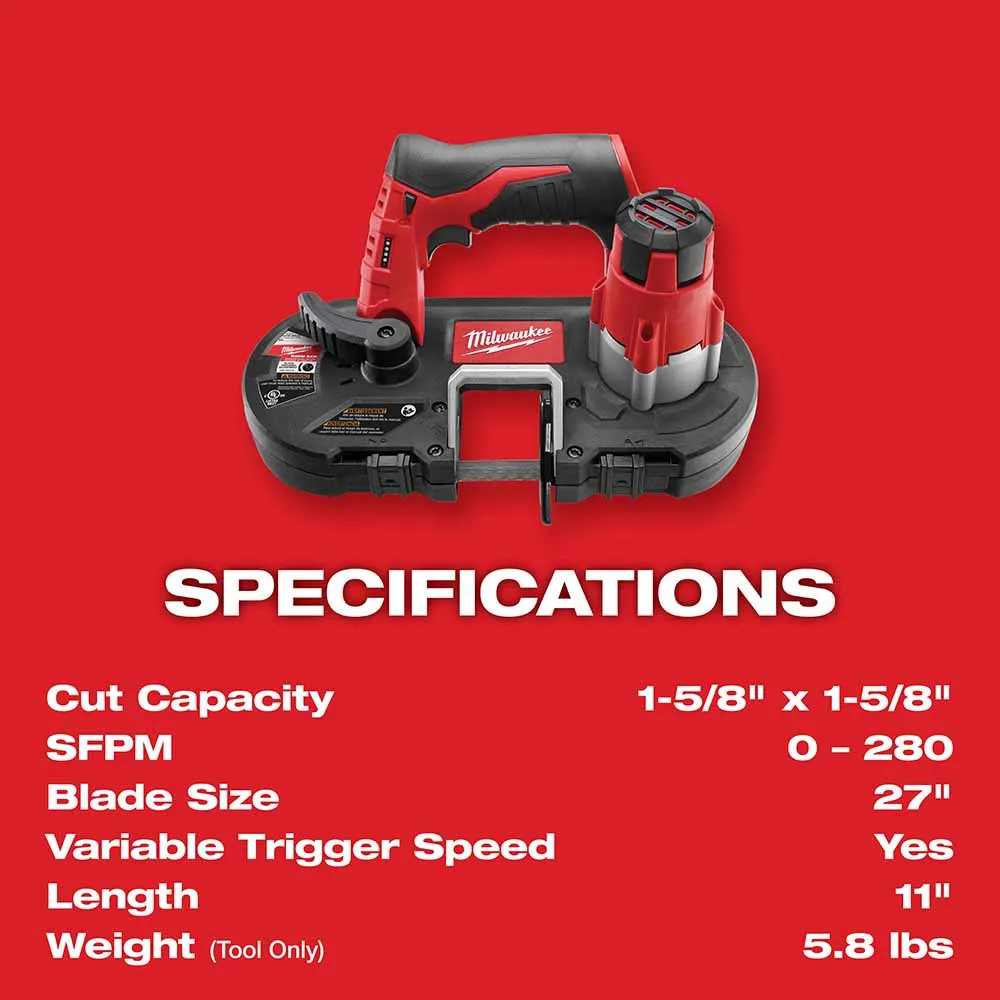 Milwaukee 2429-20 M12 Cordless Sub-Compact Band Saw Tool Only