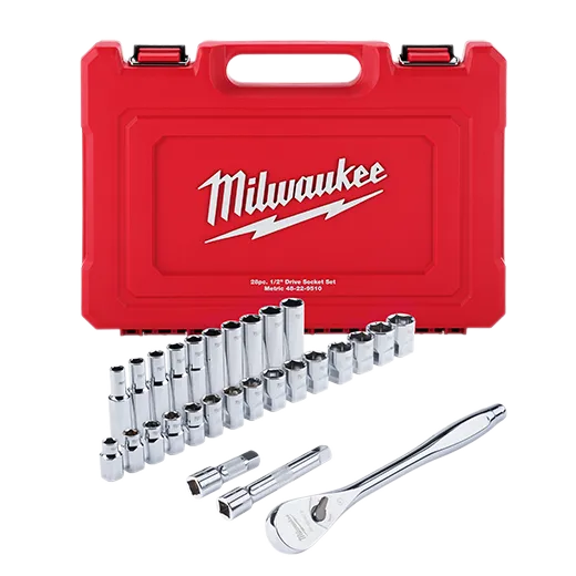 Milwaukee 48-22-9510 1/2" Drive 28pc Ratchet & Socket Set - Metric