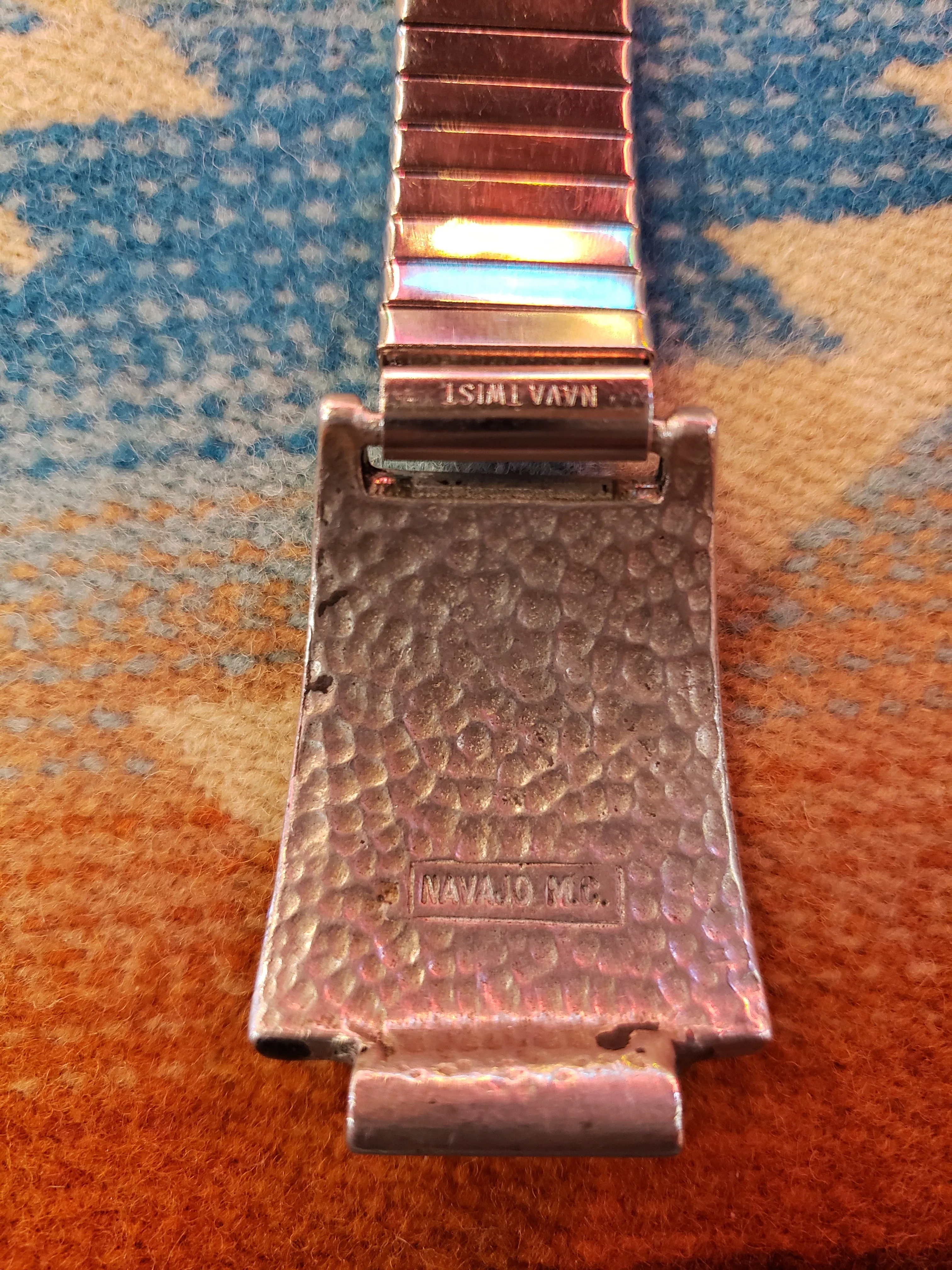 Navajo Turquoise and Coral Chip men's watch band