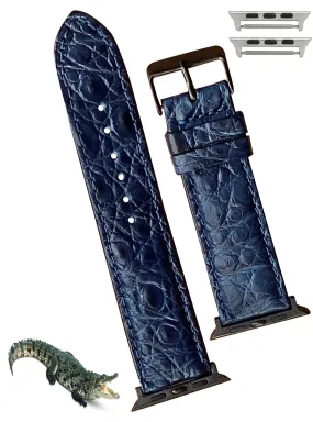 Navy Blue Alligator Leather Strap for Apple Watch Ultra Series 8 7 6 5 4 3 SE | AW-49