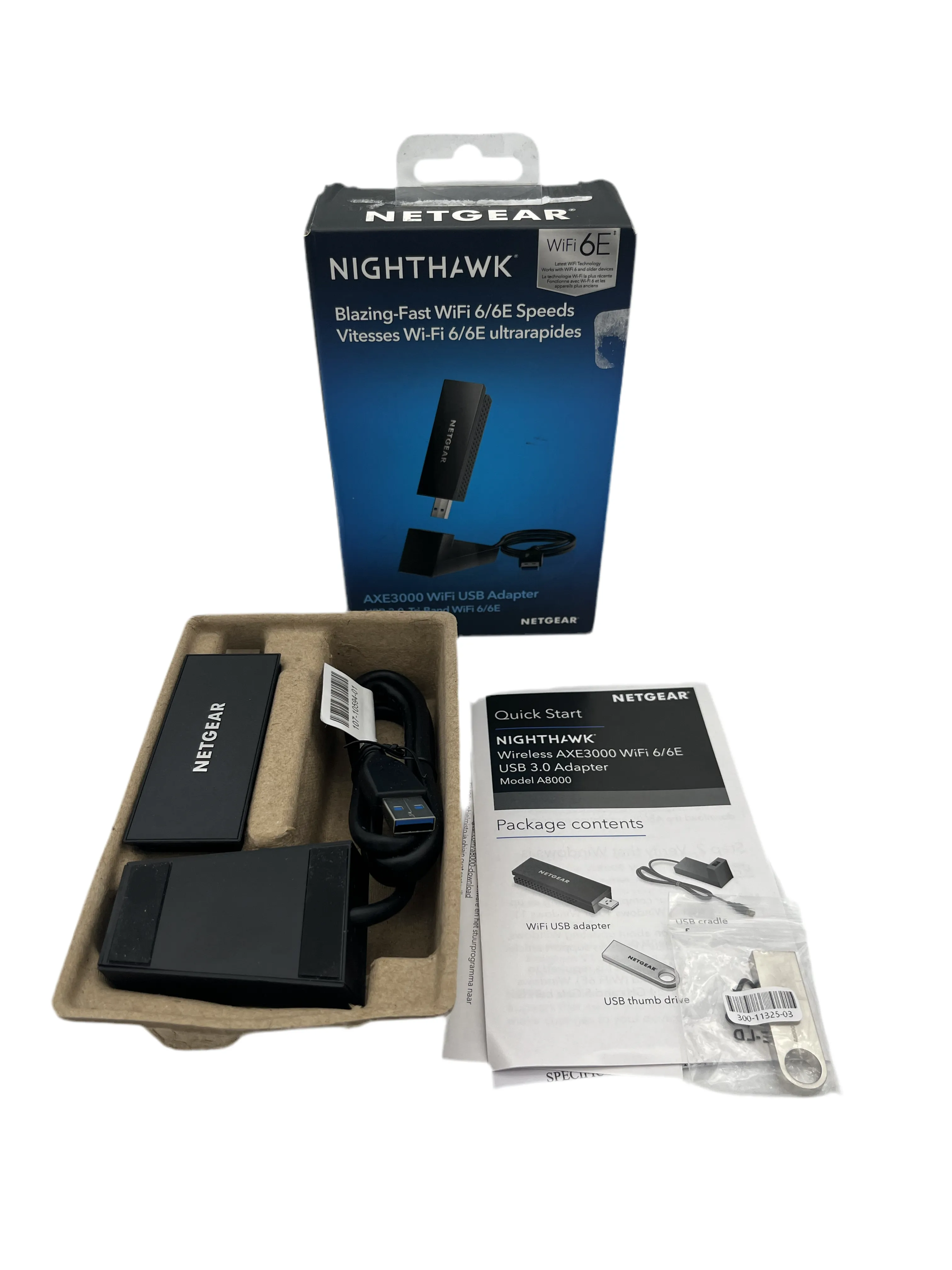 NETGEAR - Nighthawk AXE3000 Tri-Band Wi-Fi 6E USB 3.0 Adapter - Black