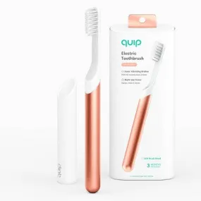 New - quip Metal Electric Toothbrush Starter Kit - 2-Minute Timer   Travel Case - Copper