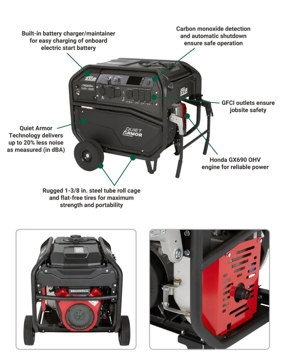 NorthStar Generator | 15,000 Surge Watt | Electric Start | Honda GX690