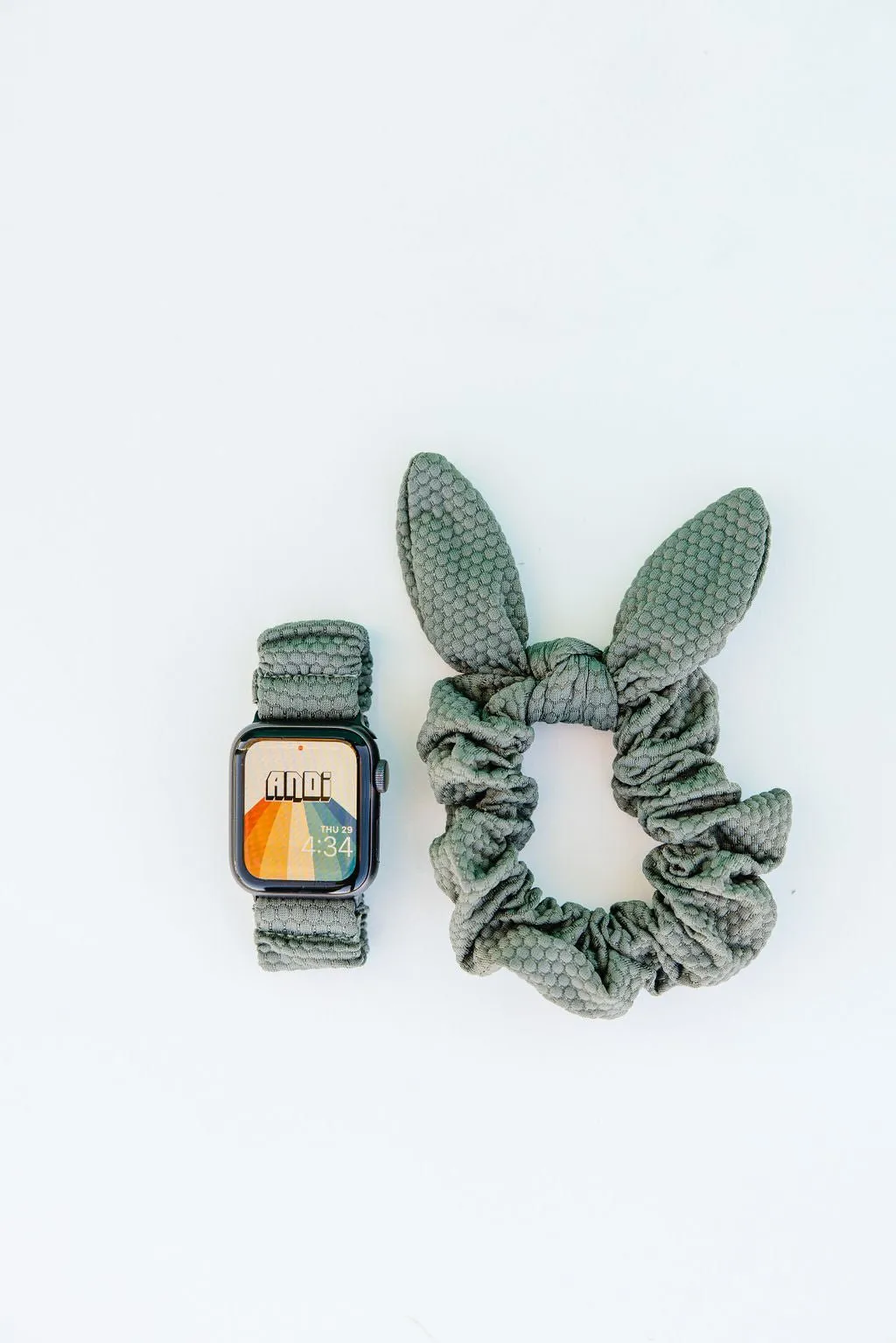 Olive Hexagon Athletic Scrunchie Band Compatible with Apple Watch