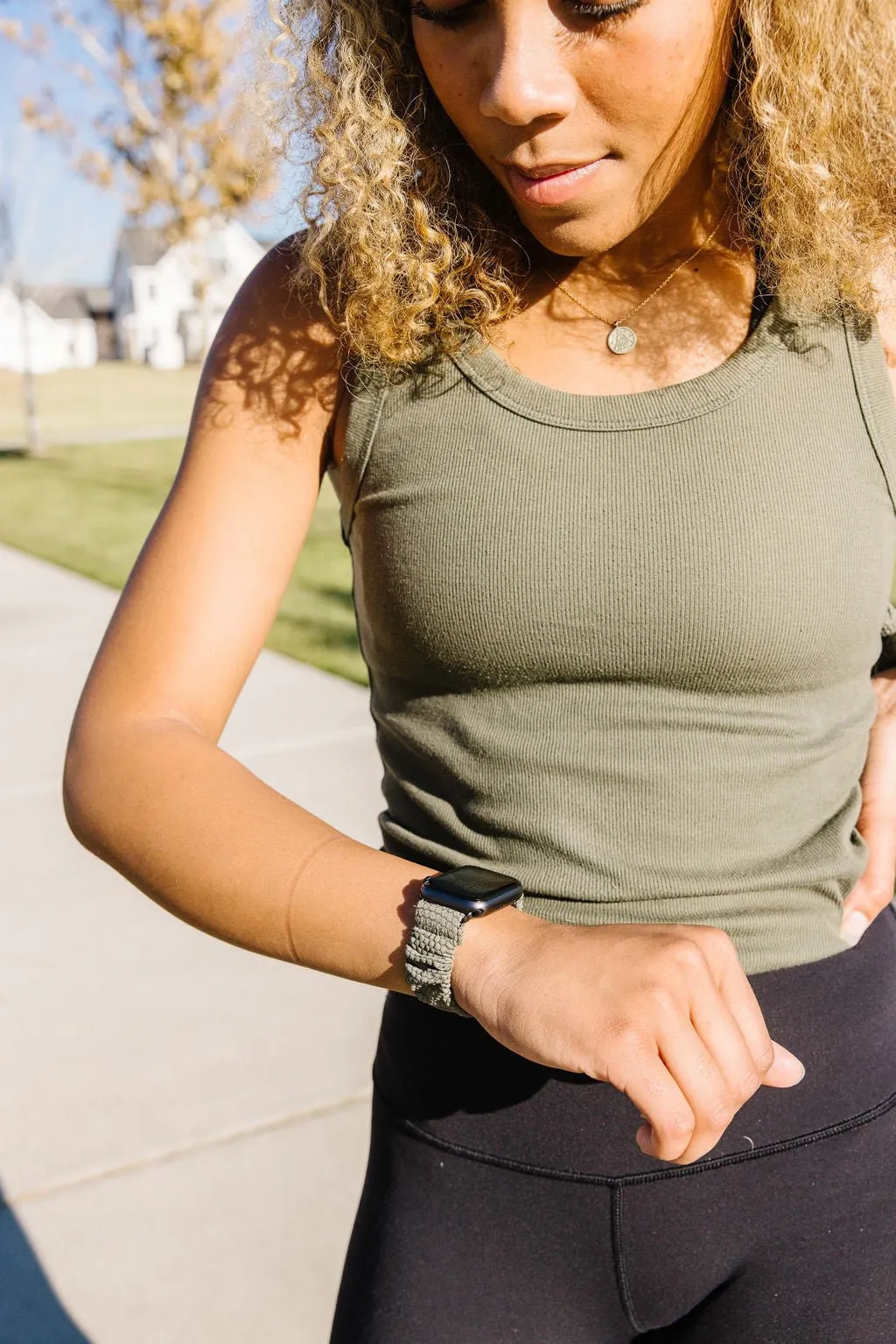 Olive Hexagon Athletic Scrunchie Band Compatible with Apple Watch