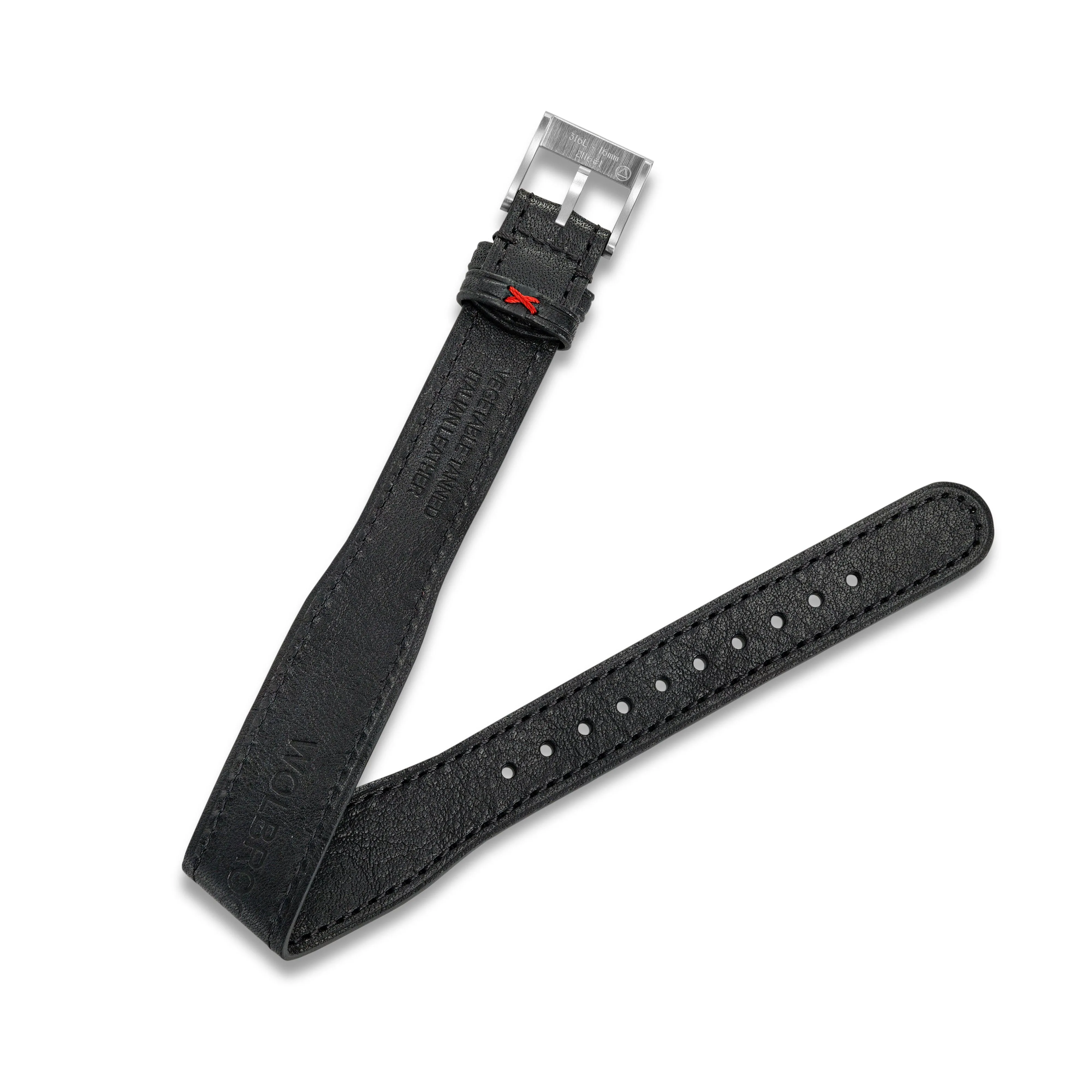 One-Piece Black Tapered Leather Band & Steel Buckle