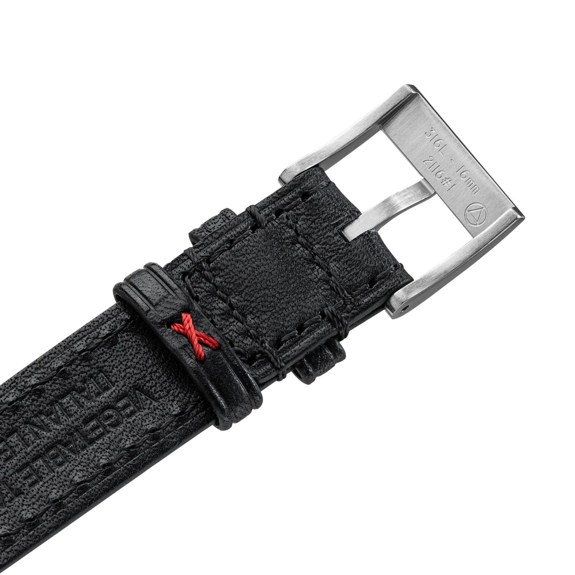 One-Piece Black Tapered Leather Band & Steel Buckle