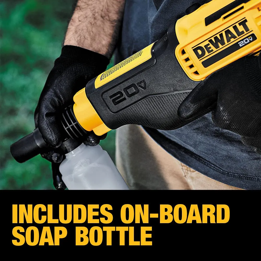 Open Box -  DEWALT 20-Volt MAX 550 PSI, 1.0 GPM Cold Water Cordless Electric Power Cleaner with 4 Nozzles, 5.0 Ah Battery and Charger