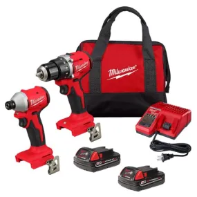 Open Box - Milwaukee M18 18-Volt Lithium-Ion Brushless Cordless Compact Drill/Impact Combo Kit (2-Tool) w/(2) 2.0 Ah Batteries, Charger & Bag