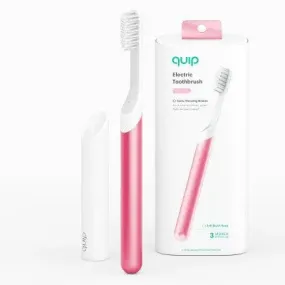 Open Box - quip Metal Electric Toothbrush Starter Kit - 2-Minute Timer   Travel Case - Pink