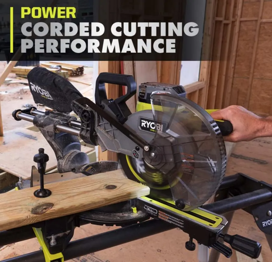 Open Box - RYOBI 18V ONE  HP Brushless Cordless 10-inch Mitre Saw Kit with 4.0 HP Battery and Charger