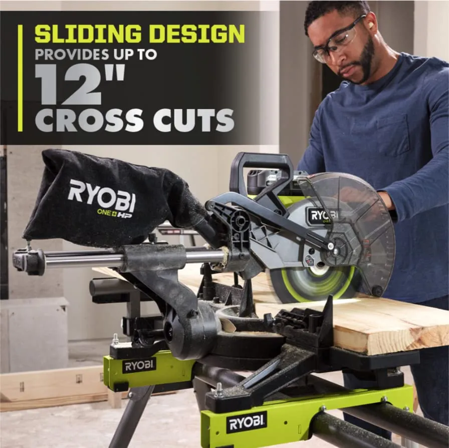 Open Box - RYOBI 18V ONE  HP Brushless Cordless 10-inch Mitre Saw Kit with 4.0 HP Battery and Charger