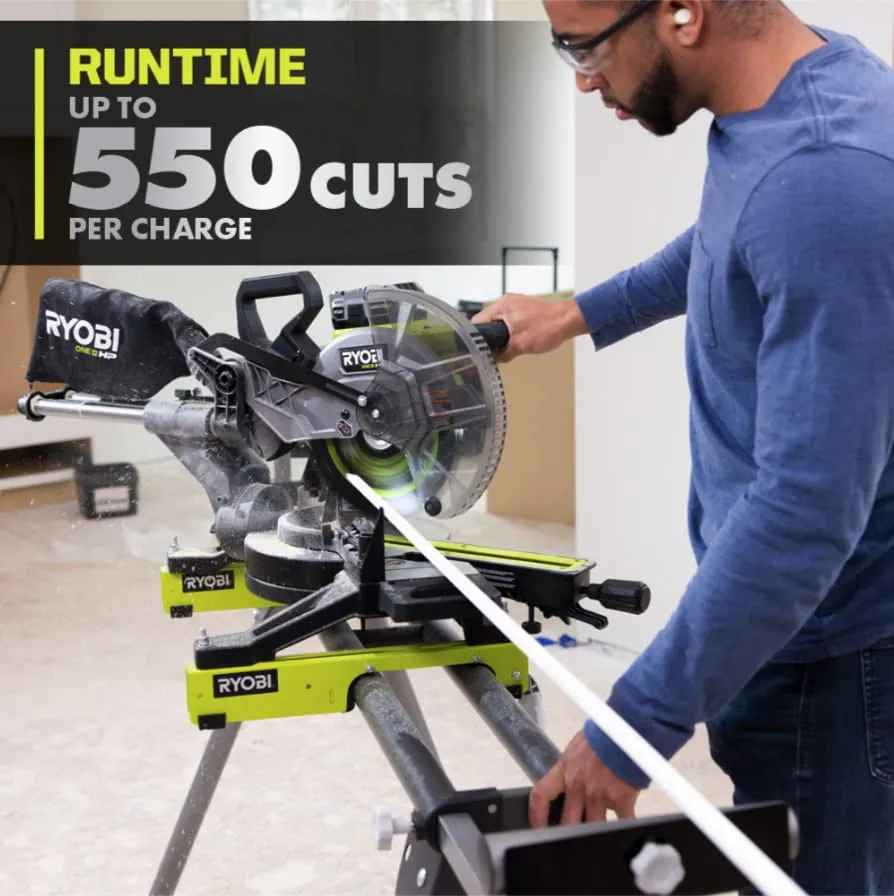 Open Box - RYOBI 18V ONE  HP Brushless Cordless 10-inch Mitre Saw Kit with 4.0 HP Battery and Charger