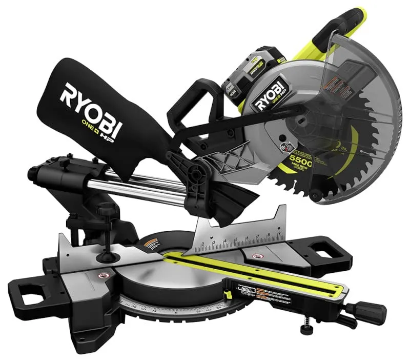 Open Box - RYOBI 18V ONE  HP Brushless Cordless 10-inch Mitre Saw Kit with 4.0 HP Battery and Charger