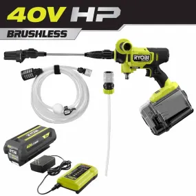 Open Box -  RYOBI 40-Volt HP Brushless EZClean 600 PSI 0.7 GPM Cold Water Power Cleaner with 2.0 Ah Battery and Charger