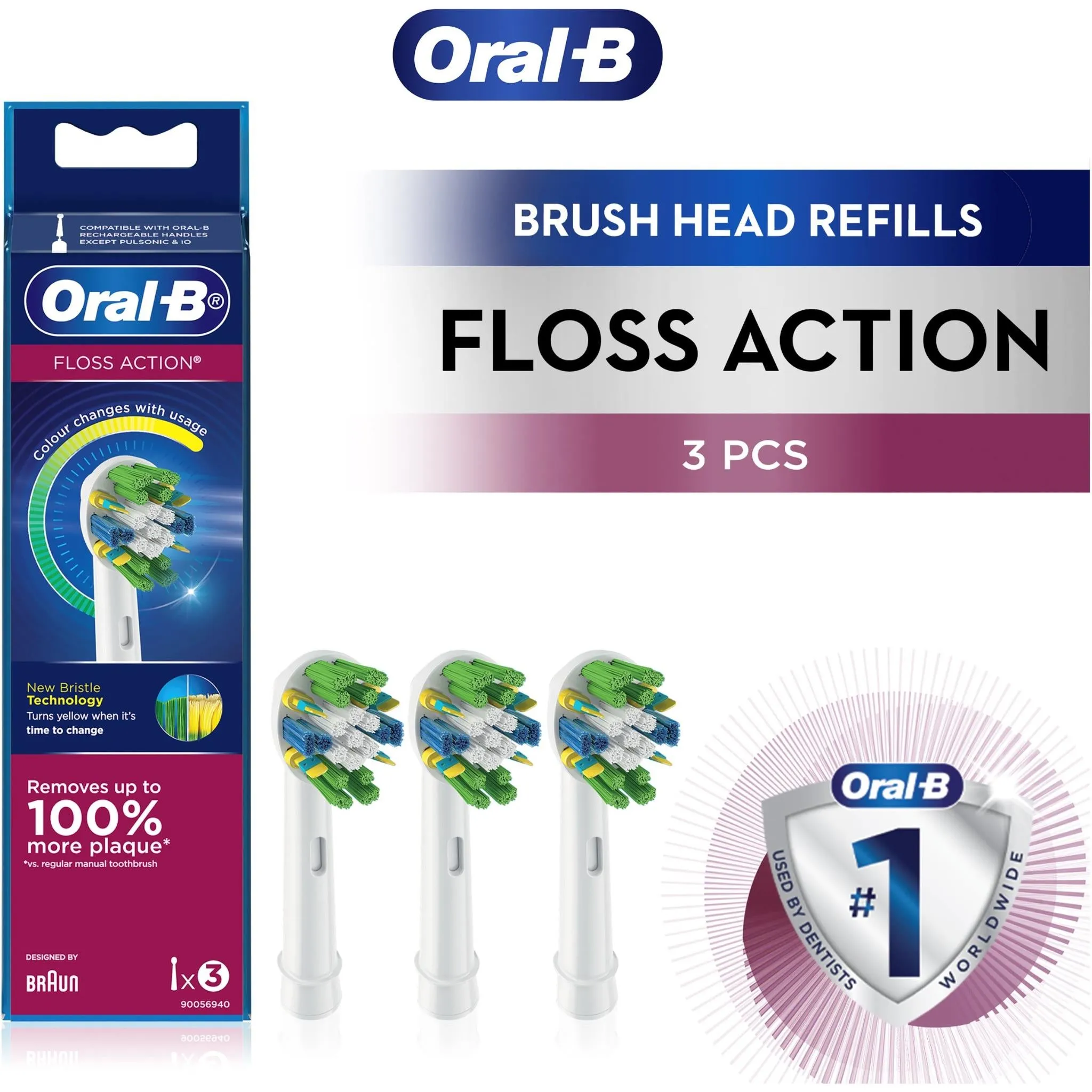 Oral-B Floss Action Replacement Brush Heads (3 Pack)