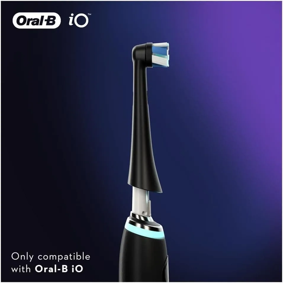 Oral-B iO Ultimate Clean Electric Toothbrush Head, Twisted & Angled Bristles for Deeper Plaque Removal, Pack of 4 Toothbrush Heads, Black