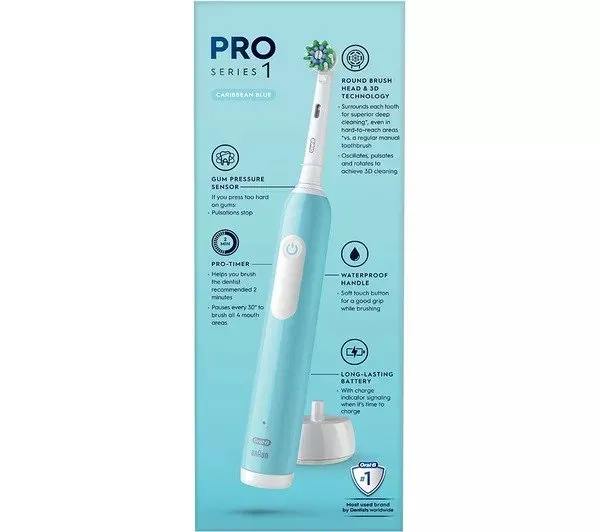 ORAL B Pro 1 Cross Action Electric Toothbrush - Blue