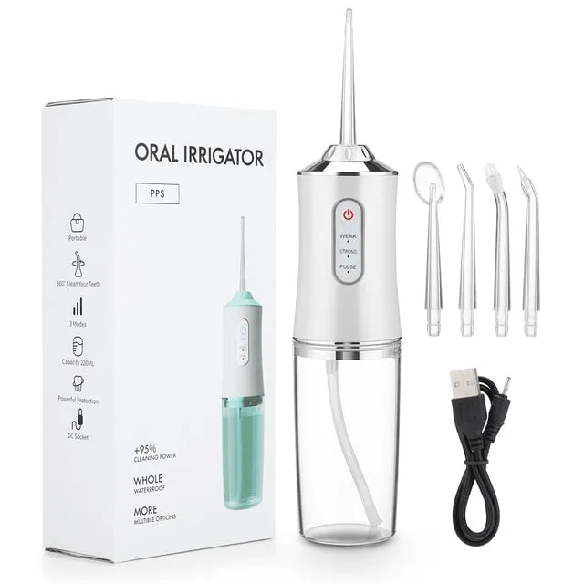 Oral Irrigator  4 Jets 3 Mode USB Rechargeable Water Flosser Portable Dental Water Jet Waterproof Irrigator Dental Teeth Cleaner 0ral irrigator