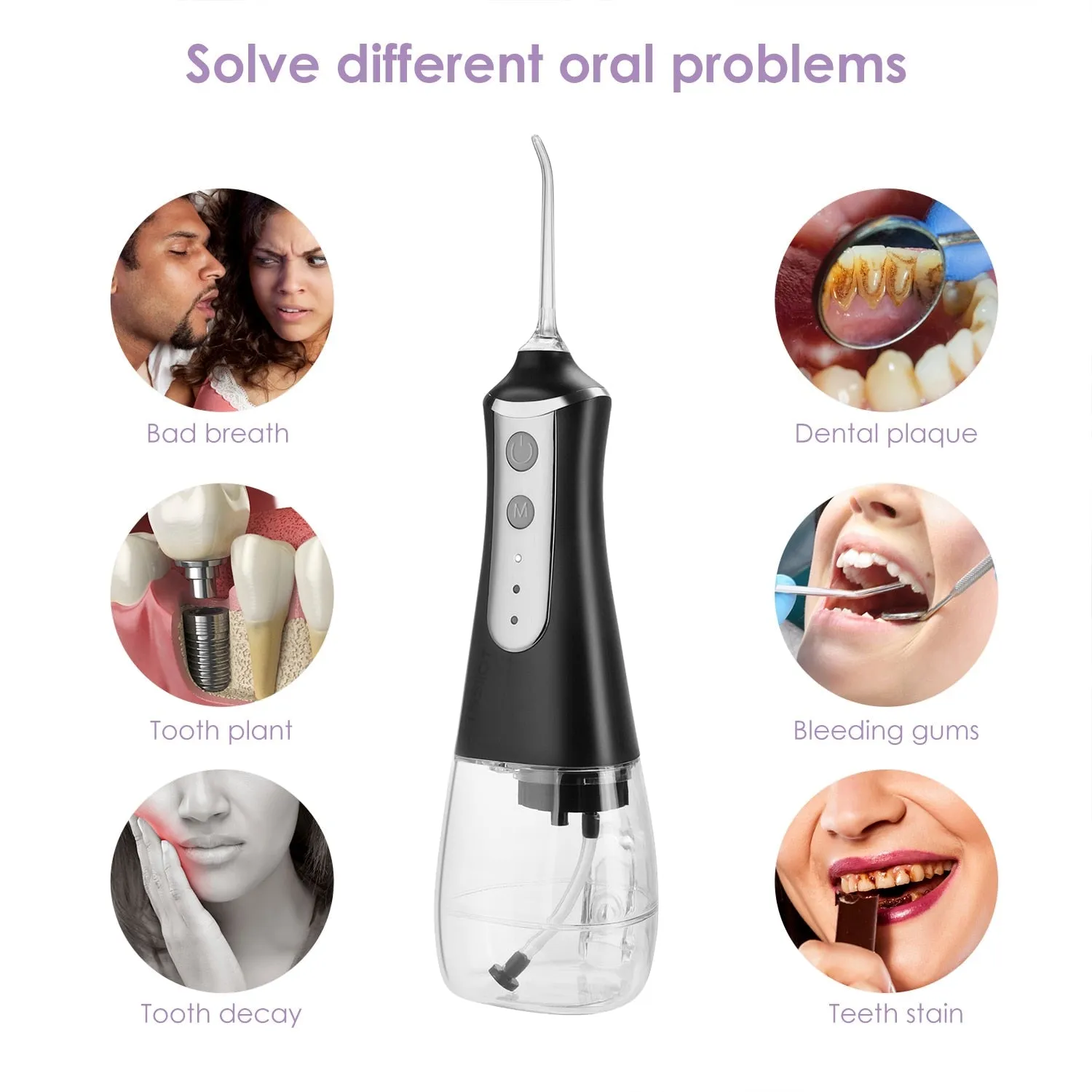 Oral Irrigator tooth scaler 3-speed adjustment Water Flosser Portable Dental Water Jet 350ML IPX6 Waterproof Teeth Cleaner 0ral irrigator