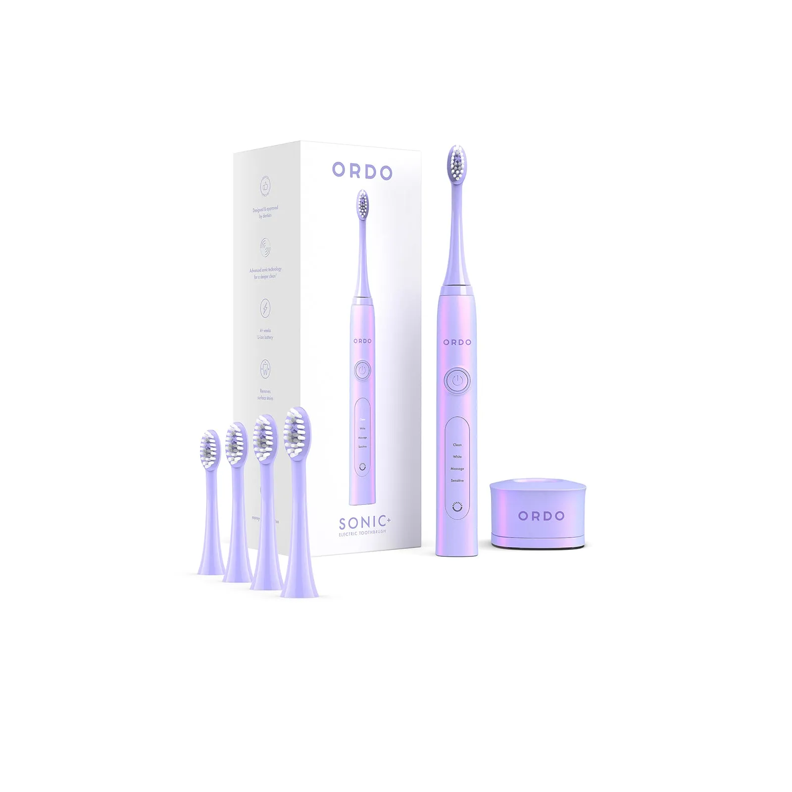 Ordo Sonic  Toothbrush & 4x Brush Head Bundle - Pearl Violet