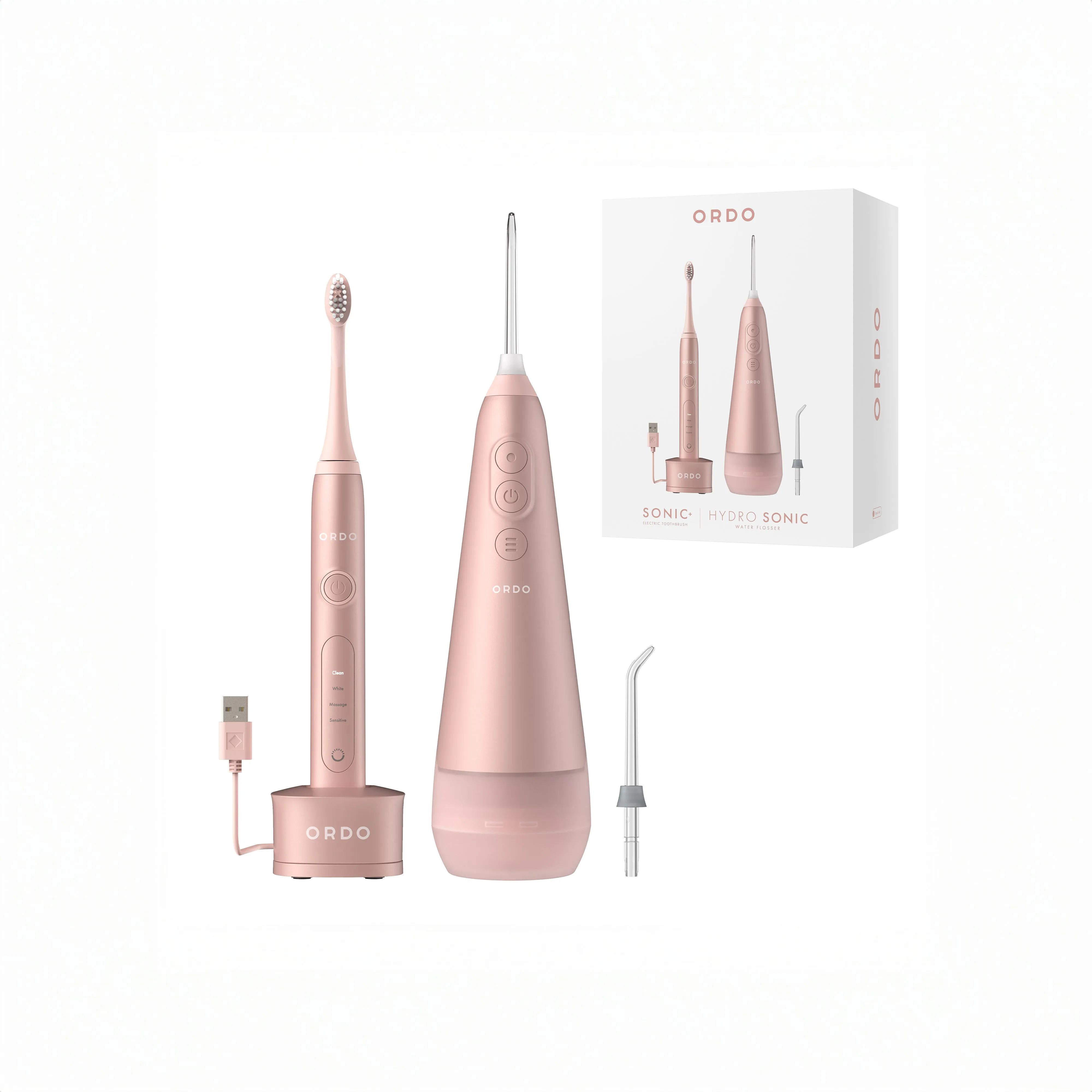 Ordo Sonic  Toothbrush & Hydro Sonic  Water Flosser - Rose Gold