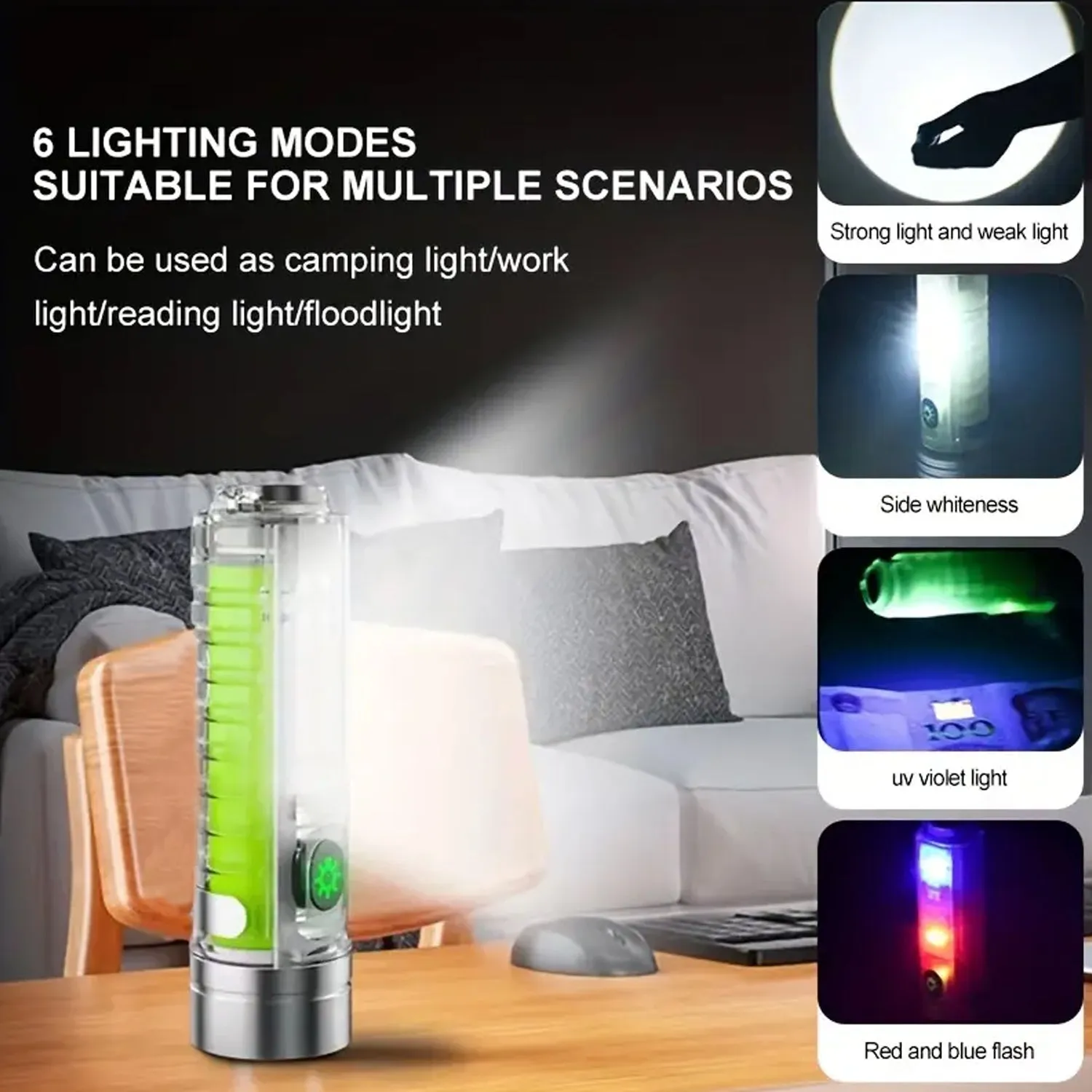 Pattern Flashlight USB Flashlight Rechargeable LED Torch Light (1 Pc)