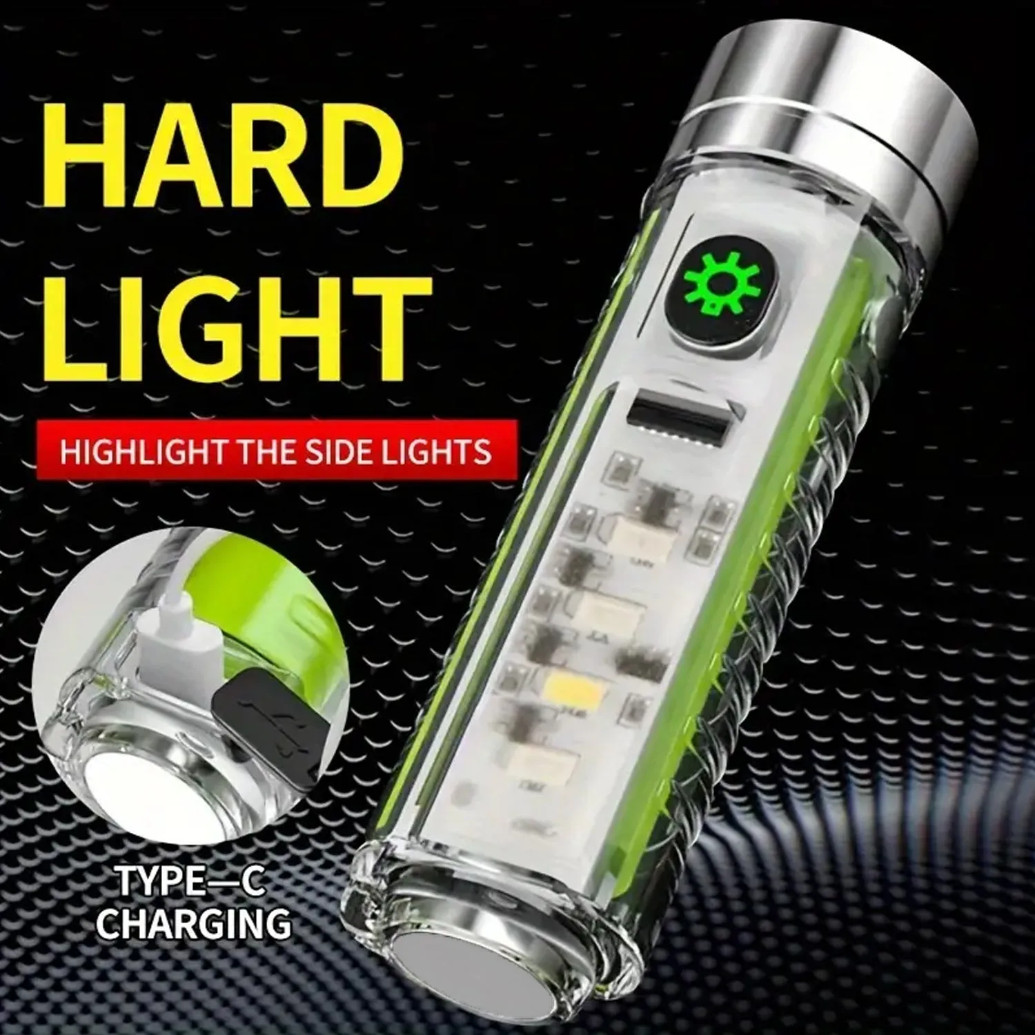 Pattern Flashlight USB Flashlight Rechargeable LED Torch Light (1 Pc)