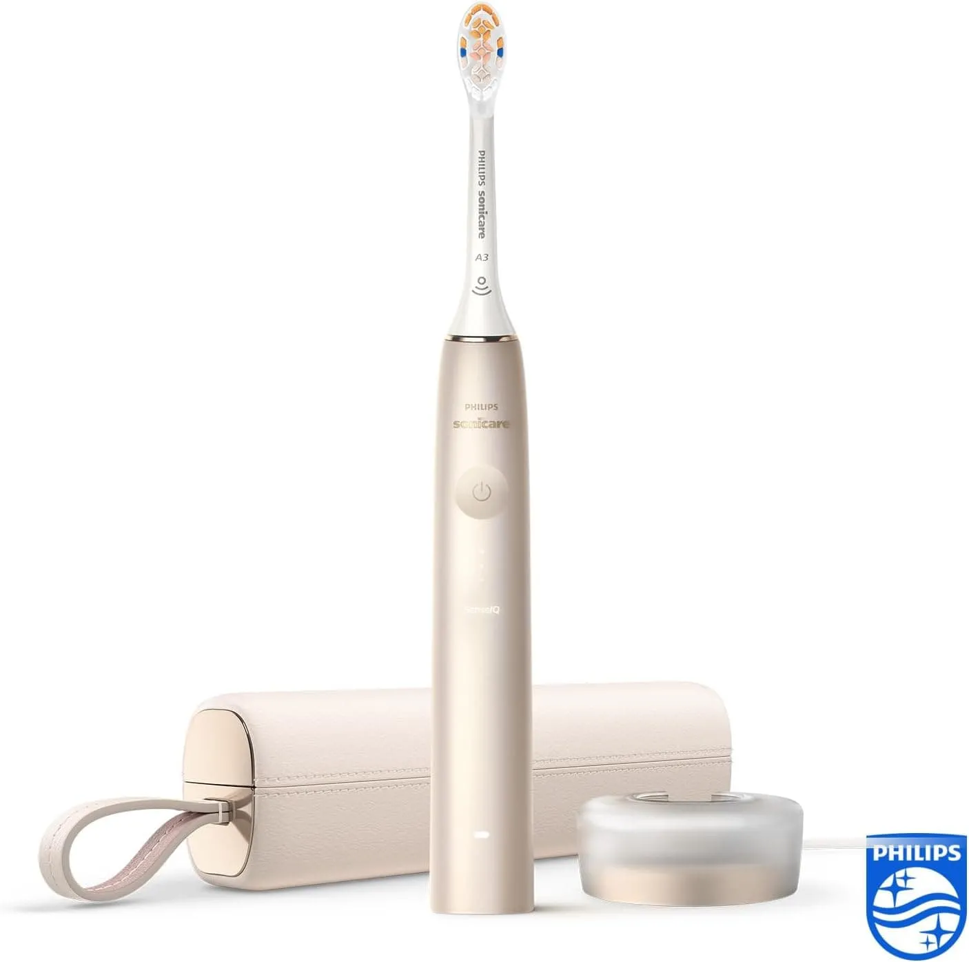 Philips Sonicare DiamondClean Prestige 9900 - Sonic Electric Toothbrush with 1x A3 Premium All-in-One Brush Head and Charging Case in Champagne