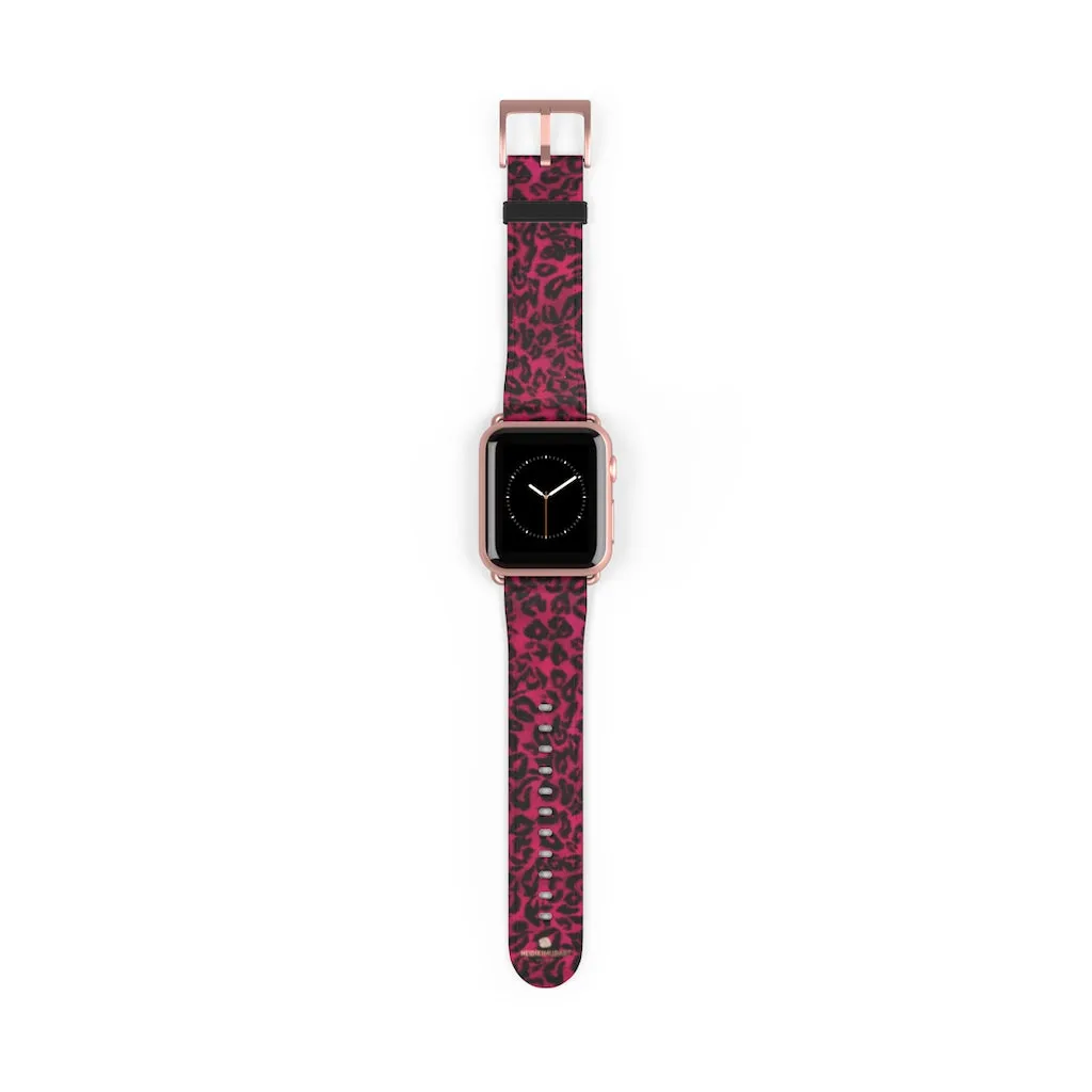 Pink Leopard Watch Band, Best Animal Print 38mm/42mm Watch Band For Apple Watch- Made in USA