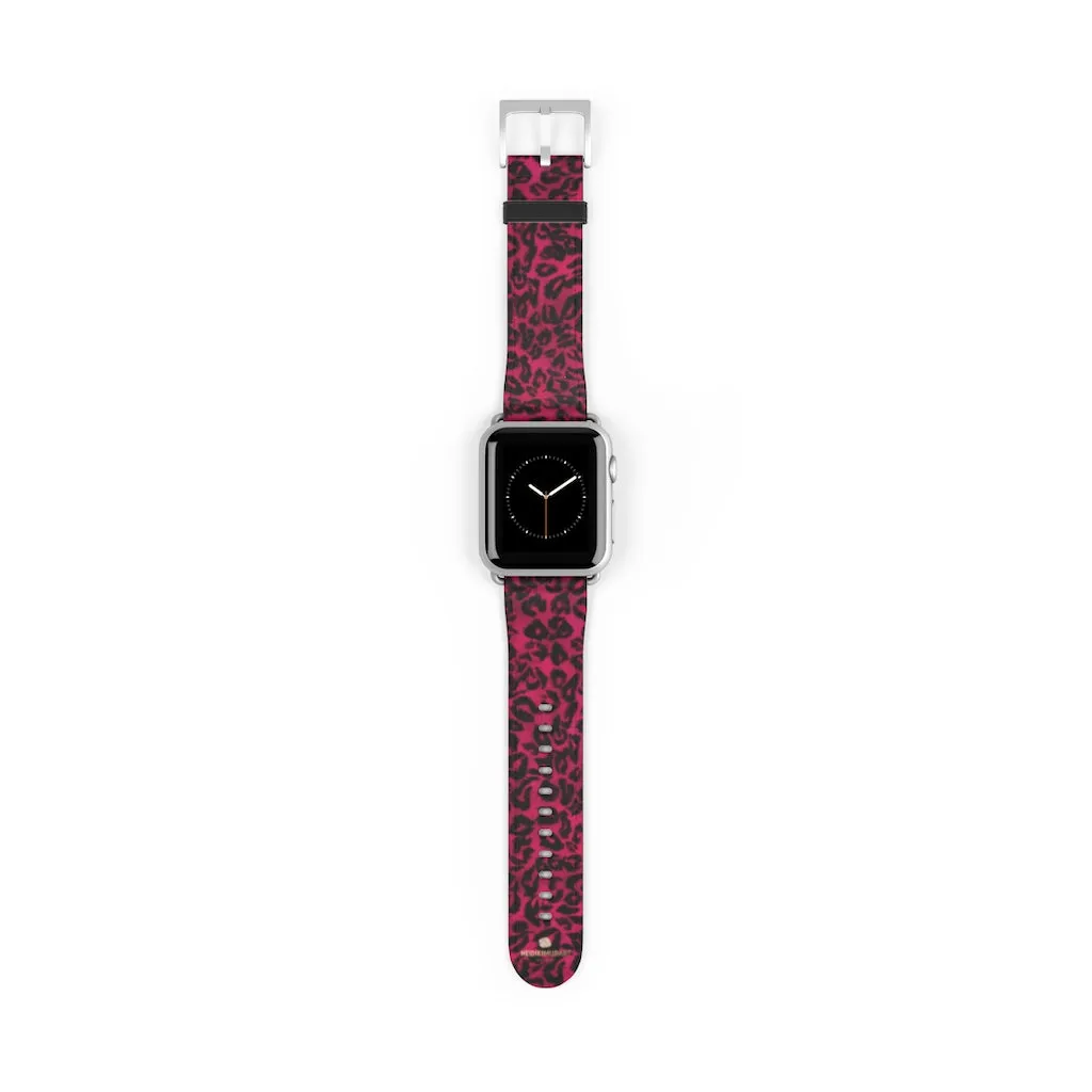 Pink Leopard Watch Band, Best Animal Print 38mm/42mm Watch Band For Apple Watch- Made in USA