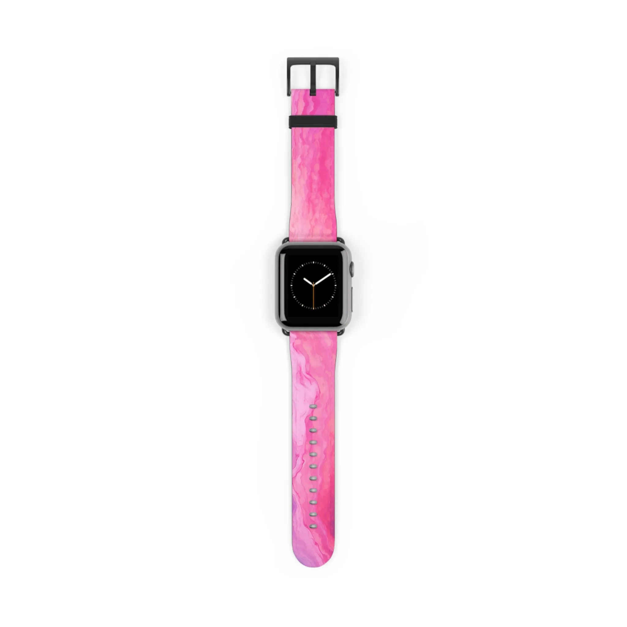 Pink Tie Dye Apple Watch Leather Wrist Band, Cool Designer Women Luxury Vegan Straps 38 40mm 42mm 45mm Size Series 5 6 7 8 9 SE Ultra